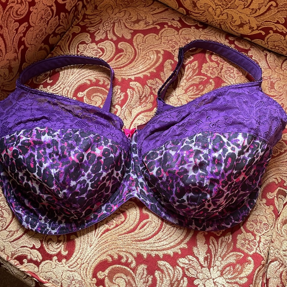 Panache Purple Leopard Print Lace Underwire Bra